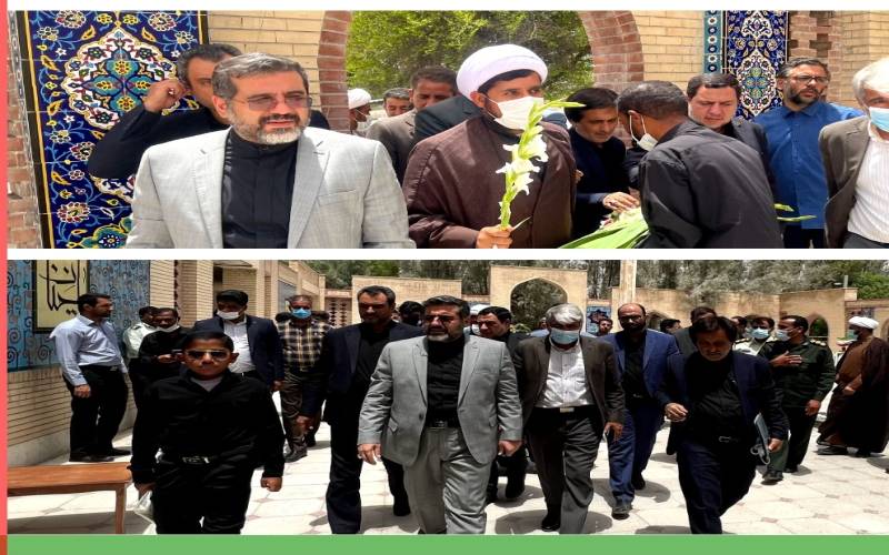 حضور وزیر فرهنگ و ارشاد اسلامی در گلزار شهدای شهرستان کهنوج